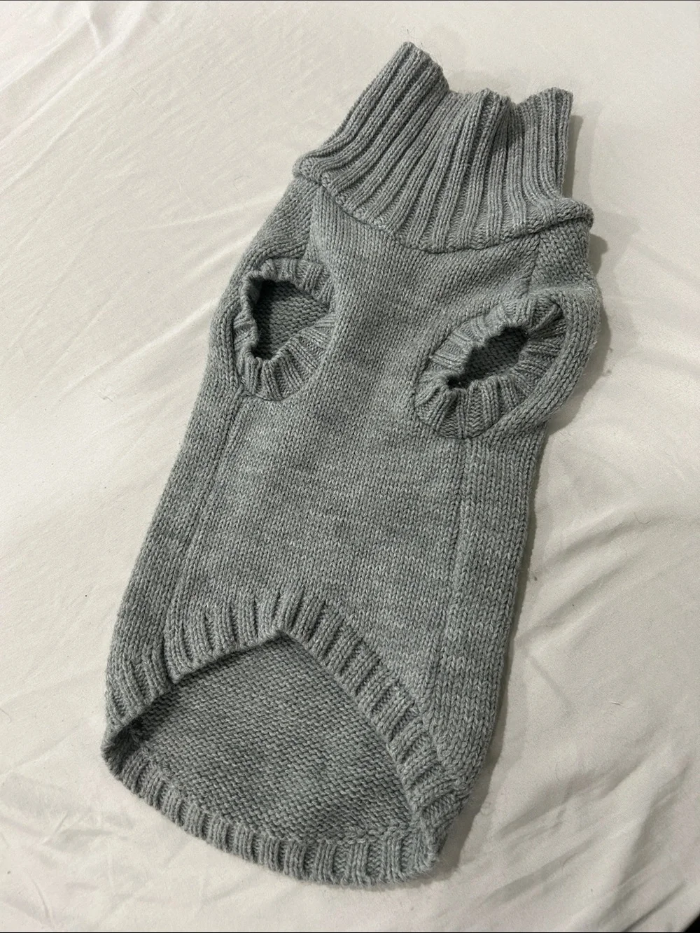 Gray Knit Dog Sweater with White Tree Applique